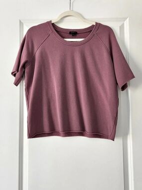 Sen Short Sleeve Chopped Fleece Boxy Oversized in Mauve Size Small